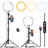 Kaiess 10.2" Selfie Ring Light with 65" Adjustable Tripod Stand & Phone Holder for Live Stream/Makeup, Upgraded Dimmable LED Ringlight for Tiktok/YouTube/Zoom Meeting/Photography White