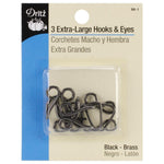 Dritz Hooks & Eyes Eye-Treatment-balms, Extra-Large Hook & Eye Closures, Black, 3
