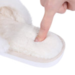 Evshine Women's Fuzzy Slippers Cross Band Memory Foam House Slippers Open Toe 8.5-9.5 Cream White