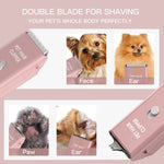 Feet Hair Trimmer,Tileon Dog Clippers,Quiet Washable USB Rechargeable Cordless Dog Grooming Kit,Electric Pets Hair Trimmers Shaver Shears for Dogs and Cats Pink Pink 2 Blades