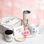 Bride To Be Gifts Box, Bridal Shower, Bachelorette Gifts For Bride, Engagement Gifts For Her, Wedding Gifts For Bride, Bachelor Party Gifts, Stainless Steel Tumbler Cup, Mug, Scented Candle - (Pink) Pink