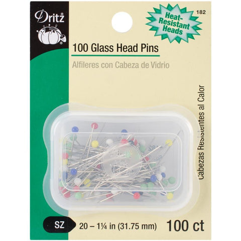 Dritz 182 Glass Head Pins, 1-1/4-Inch (100-Count) 100-Count