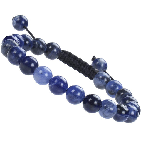 Massive Beads Natural Healing Power Gemstone Crystal Beads Unisex Adjustable Macrame Bracelets 8mm Blue Sodalite