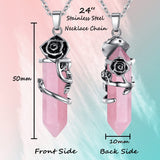 XIANNVXI Rose Flower Pendant Necklace for Women Healing Crystals Hexagonal Stones Necklaces Reiki Spiritual Natural Gemstone Quartz Point Jewelry Pink