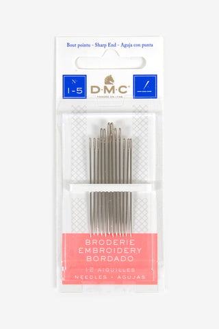 DMC 1765-1/5 Embroidery Hand Needles, 12-Pack, Size 1-5 Size 1/5