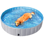 Yaheetech Dog Pet Bath Pool Foldable Hard Plastic Doggie Duck Swimming Pool Collapsible PVC Outdoor Bathing Tub Dog Pools for Large Small Dogs-63 x 11.8 inch,XXL,Grey XXL-63inch Grey