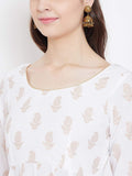 "PH" POSHAKHUB Adorable Women's Soft Cotton Printed Cap Sleeve Anarka Kurti