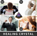 MXiiXM Orgone Pyramid for Positive Energy, Handmade Pyramid Amethyst & Obsidian Healing Crystal Pyramids for Stress Reduce Healing Meditation Attract Wealth Lucky (Galaxy) Galaxy