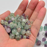 NCB 100Pcs 8mm Natural Stone Beads Gemstone Round Loose Stone Beads Spacer Beads Energy Healing Beads with Free Crystal Stretch Cord for Jewelry Making (Colorful Fluorite, 8mm 100Beads) Colorful Fluorite