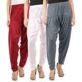 Buy That Trendz Combo Offer (Pack of 3) Cotton Viscose Lycra Dhoti Patiyala Salwar Harem Bottoms Pants for Womens