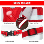 FEimaX Small Dog Cat Harness and Leash Set, No Pull Adjustable Pet Mesh Harness with Reflective Strips Escape Proof Puppy Kitten Vest for Extra Small Dogs Cats Red S