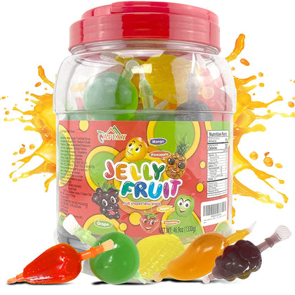Apexy Jelly Fruit, Tiktok Candy Trend Items, Tik Tok Hit or Miss Challenge, Assorted Fruit Shaped Jelly, Strawberry, Mango, Apple, Pineapple, Grape. 46.91oz (1330g).