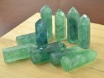 FHNP367 Natural Green Fluorite Stone Point Wands - 2 inch Healing Crystal 6 Faceted Prism Reiki Chakra Meditation Obelisk Tower Gift - Set of 3 Set of 3 Green Fluorite