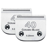 2Pack #40 Blade Dog Grooming Clipper Replacement Blades Compatible with Andis/Wahl/Oster Dog Clippers,Detachable Ceramic Blade & Stainless Steel Blade,Size 40 Cut Length 1/100"(0.25mm) … 2pc 40:1/100''(0.25mm)