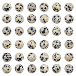 Bymitel 90pcs Natural Crystal Beads Stone Gemstone Round Energy Healing Loose Beads with Stretch Cord for Jewelry Making Bracelets Anklets (Dalmation Jasper, 10mm 90pcs) Dalmation Jasper