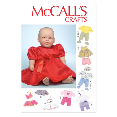 McCall's Pattern MC7066 OSZ,Clothes and Accessories for 11",12" and 15",16" Baby Dolls, One Size, Off White