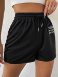 MakeMeChic Women's Casual Drawstring Waist Sweat Shorts Running Track Shorts Small Black
