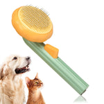 FOGOBO Pumpkin Self-Cleaning Slicker Brush for Dogs, Cat Brush with Button for Shedding Hair, Fur, Comb for Grooming Long Haired & Short Haired Dogs, Cats, Rabbits, Gently Removes Loose Undercoat Orange