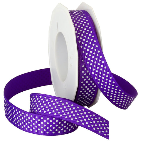 Morex Swiss Dot Polyester Grosgrain Ribbon, 7/8-Inch by 20-Yard Spool, Purple (3906.05/20-610) 7/8-In x 20-Yd
