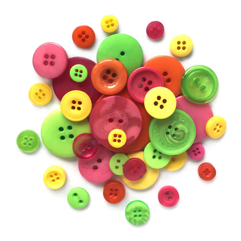 Buttons Galore and More Basics & Bonanza Collection – Extensive Selection of Novelty Round Buttons for DIY Crafts, Scrapbooking, Sewing, Cardmaking, and other Art & Creative Projects 8.0 oz Fiesta