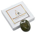 Vesuvianite Palm Stone - Pocket Massage Worry Stone for Natural Body Chakra Balancing, Reiki Healing and Crystal Grid Vesuvianite