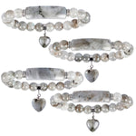 TUMBEELLUWA Healing Stone Bracelet 8mm Beads Chakra Crystal Energy Heart Charm Bracelet Handmade Jewelry for Women labradorite quartz stone
