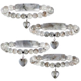 TUMBEELLUWA Healing Stone Bracelet 8mm Beads Chakra Crystal Energy Heart Charm Bracelet Handmade Jewelry for Women labradorite quartz stone