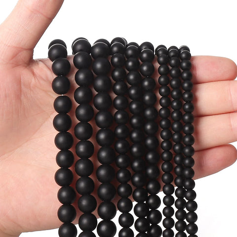 45pcs 8mm Natural Matte Black Onyx Agate Gemstone Beads Energy Healing Crystal Round Loose Stone Beads for Jewelry Making, DIY Bracelets Necklaces