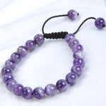 Massive Beads Natural Healing Power Gemstone Crystal Beads Unisex Adjustable Macrame Bracelets 8mm Dream Amethyst