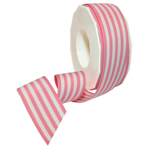 Morex Ribbon Polyester Grosgrain Striped Decorative Ribbon, 20 Yard", Pink, 1-1/2 in 1-1/2" by 20 yd.