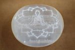 Amazing Gemstone Selenite Palm Stone - Buddha Engraved Hot Massage Worry Stone for Natural Body Chakra Balancing, Reiki Healing and Crystal Grid Selenite (Buddha Engraved)