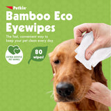 Petkin Bamboo Pet Eye Wipes, 80 Moist Wipes - Soft Bamboo Cloth Pet Eye Cleaning Wipes Remove Dirt, Discharge, & Tear Stains - Safe & Easy to Use Pet Wipes for Dogs, Cats, Puppies & Kittens