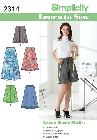 Simplicity Learn To Sew Mid To Long Size Women's Skirt Sewing Pattern, Sizes 6-18