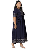 XL LOVE - By Janasya Women's Plus Size Dark Blue Poly Crepe Kurta