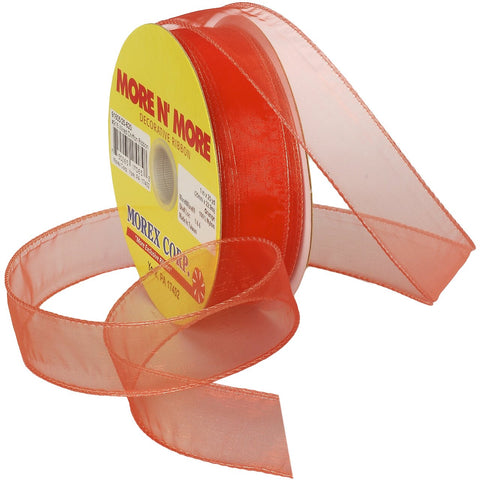 Morex Ribbon Wired 1-Inch Chiffon Ribbon with 25-Yard Spool, Orange 1-In x 25-Yd