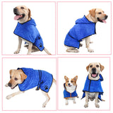 BONAWEN Dog Bathrobe Soft Super Absorbent Luxuriously 100% Microfiber Dog Drying Towel Robe with Hood/Belt for Extra Large,Large,Medium,Small Dogs (Blue,XL) Xlarge: back length 29" Blue