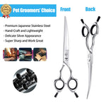 6.5 Inch Downward Curved Dog Grooming Scissors Pet Cutting Shears Professional Safety Blunt Tip Trimming Shearing for Dogs Cats Face Paws Limbs 6.5 Inch, 7 Inch Japanese Stainless Steel Silver 6.5"curvedCutting