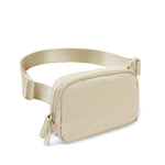 AslabCrew 2-Way Zipper Unisex Belt Bag with Adjustable Strap Fanny Packs Mini Waist Pouch for Outdoor Hiking Running Travel, Beige