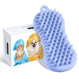 OPESO Pet Grooming Shampoo Brush, 2021 Newest Silicone Bath Brush Soothing Massage Bristles for Dogs and Cats with Long Short Hair Washing, Gently Removes Loose & Shed Fur (5 Inch, Salvia blue)