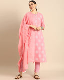 Rajnandini Women's Pure Cambric Cotton Straight Kurta Set With Dupatta