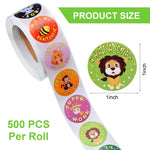 3 Rolls Motivational Stickers for Kids, 1500 Pieces Teacher Reward Stickers School Supplies Animal Incentive Roll Sticker Potty Training Stickers for School Classroom Home, 24 Designs (Vivid Style) Vivid Style