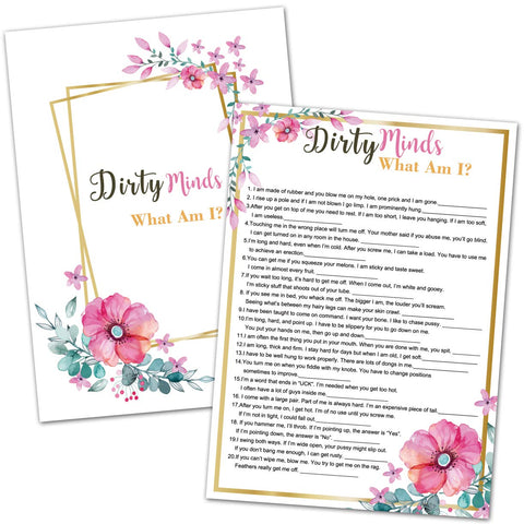 Bridal Shower Games - Dirty Minds What am I Wedding Shower Games for Guests -Funny Bachelorette Party Games for 40 Guests