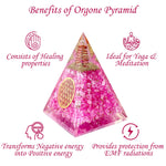 Orgone Pyramid | Rose Quartz Pink Orgonite Pyramid for Peace, Calm & Love | Healing Crystal Gemstone Pyramid | Orgone Pyramid Crystal - Handmade In India