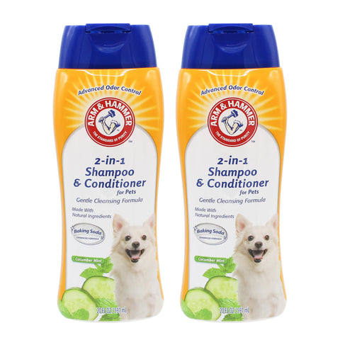 Arm & Hammer for Pets 2-in-1 Shampoo & Conditioner for Dogs | Dog Shampoo & Conditioner in One | Cucumber Mint, 20 Ounces - 2 Pack Dog Shampoo and Conditioner for All Dogs 20 Fl Oz - 2 Pack