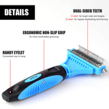 Fida Dematting Tool for Dogs and Cats - 2 Sided Pet Undercoat Rake - Safe Grooming & Deshedding Brush - Comb Out Mats & Tangles Easily