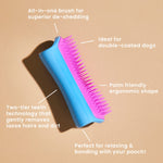 Tangle Teezer | Pet Teezer | De-Shedding and Dog Grooming Brush | Dry Brush or Dog Bath Brush | Blue & Pink Blue and Pink