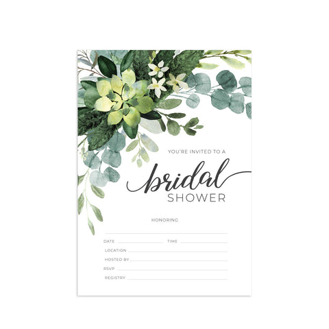 Canopy Street Greenery Fill in The Blank Bridal Shower Invitation / 50 Bridal Shower Invitations and Envelopes 50 Count (Pack of 1)