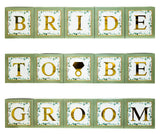 101 PC Greenery Bridal Shower Decorations Balloon Boxes Gold- Blocks with BRIDE TO BE + GROOM + A - Z Letters and 40 Balloons- Engagement Bachelorette Parties Weddings Centerpieces Photo Booth Props Sage Green