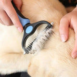 MT&L Undercoat Rake Dematting Comb | Deshedding Double Sided Professional-At-Home Easy To Use Brush | Gently Removes Loose Hair | Reduce Shedding Up to 95% for Dogs & Cats (Blue) blue