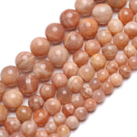 70PCS Natural 8MM Healing Gemstone, Sunstone Energy Stone Round Loose Beads, Semi-Precious Crystal Beads with Free Elastic String for Jewelry Making DIY